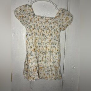 Shabby Chic Floral Kids Dress - Cream and Gold